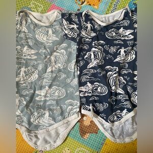 Lot of 2 Winter Water Factory Onesies with Surfing Print - Blue 18 Months